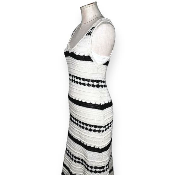 New $249 JOIE Crochet Knit Midi Dress Sleeveless Striped Ivory Coastal Chic M - Picture 7 of 15